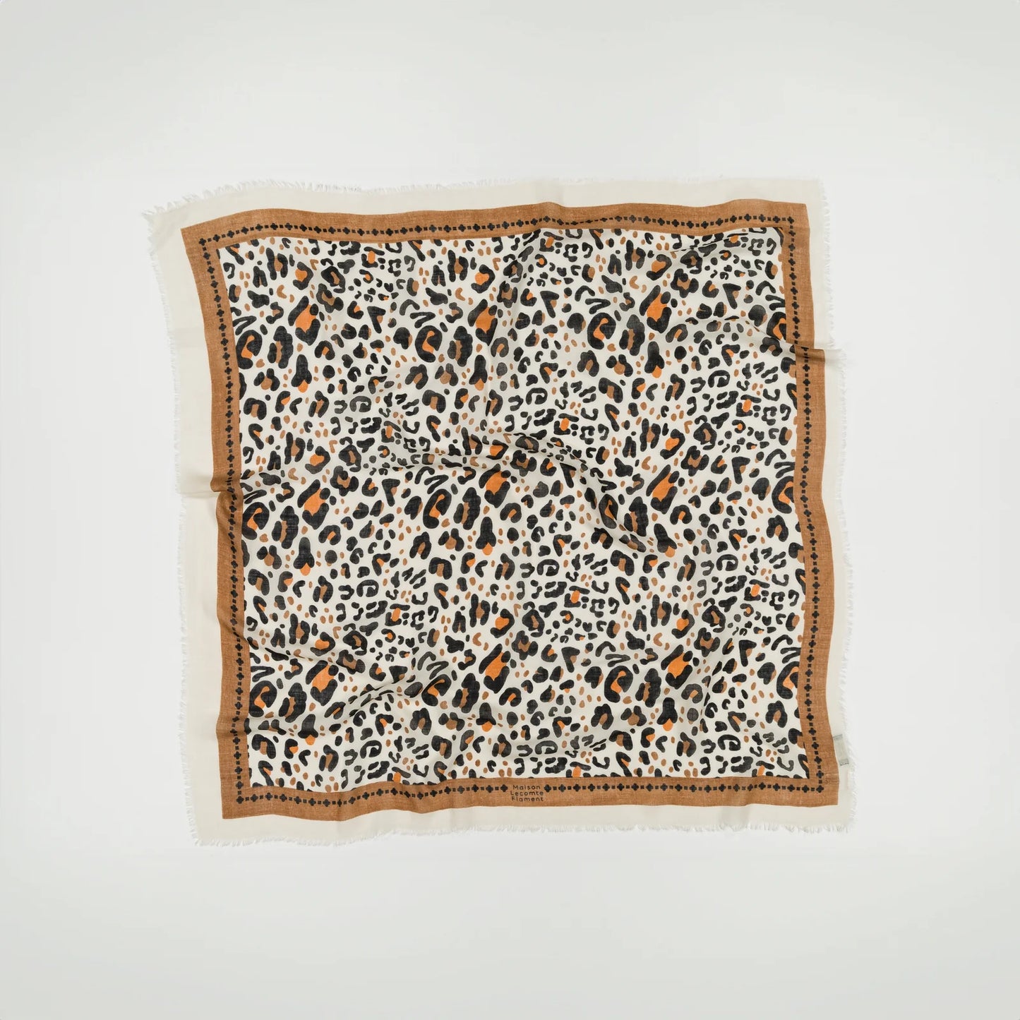 Large Foulard léo beige camel LS
