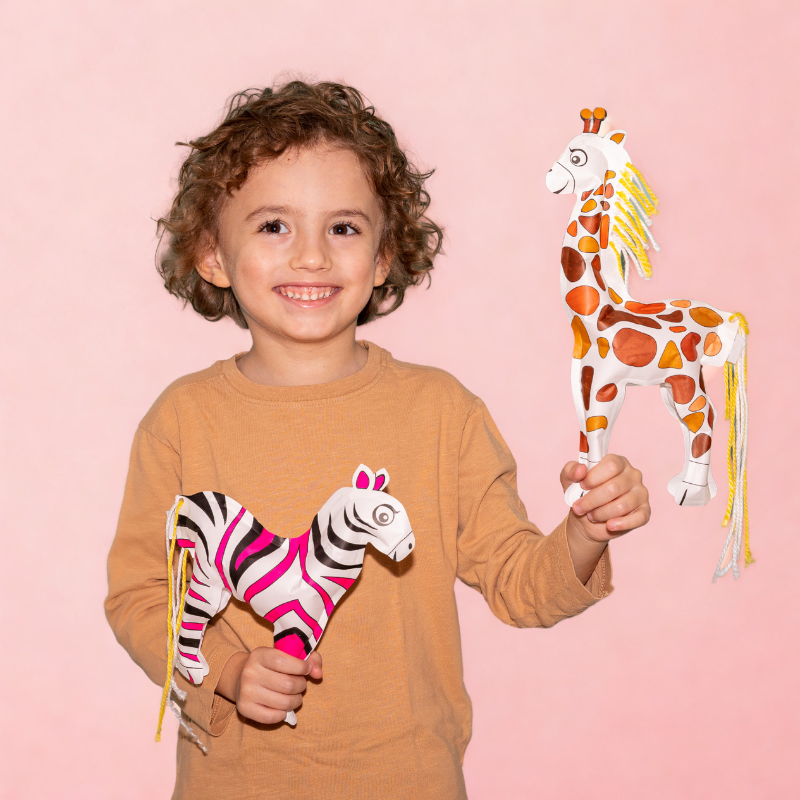 Coloriages gonflables zèbre et girafe