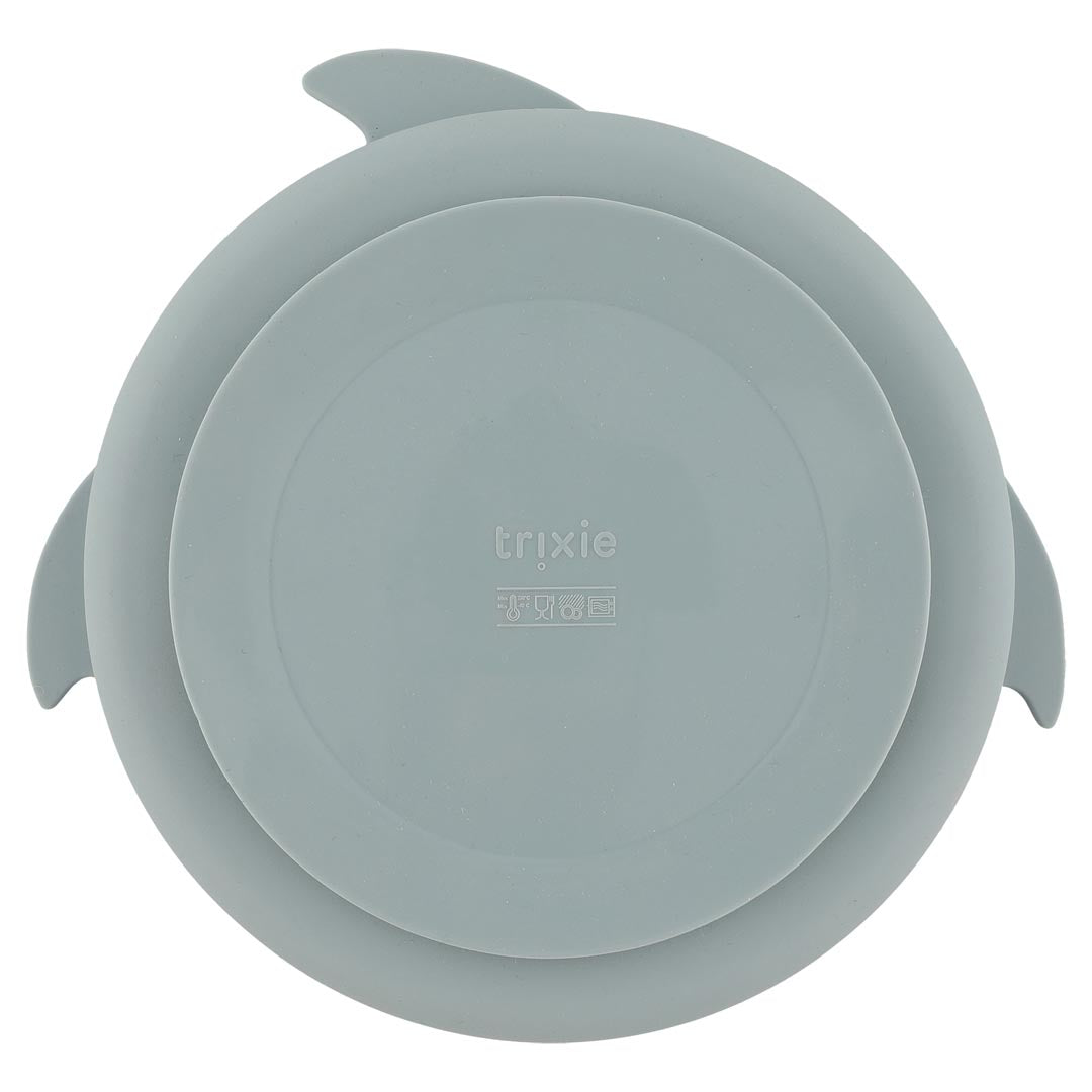 Assiette avec ventouse en silicone et compartiments - Mr. Requin