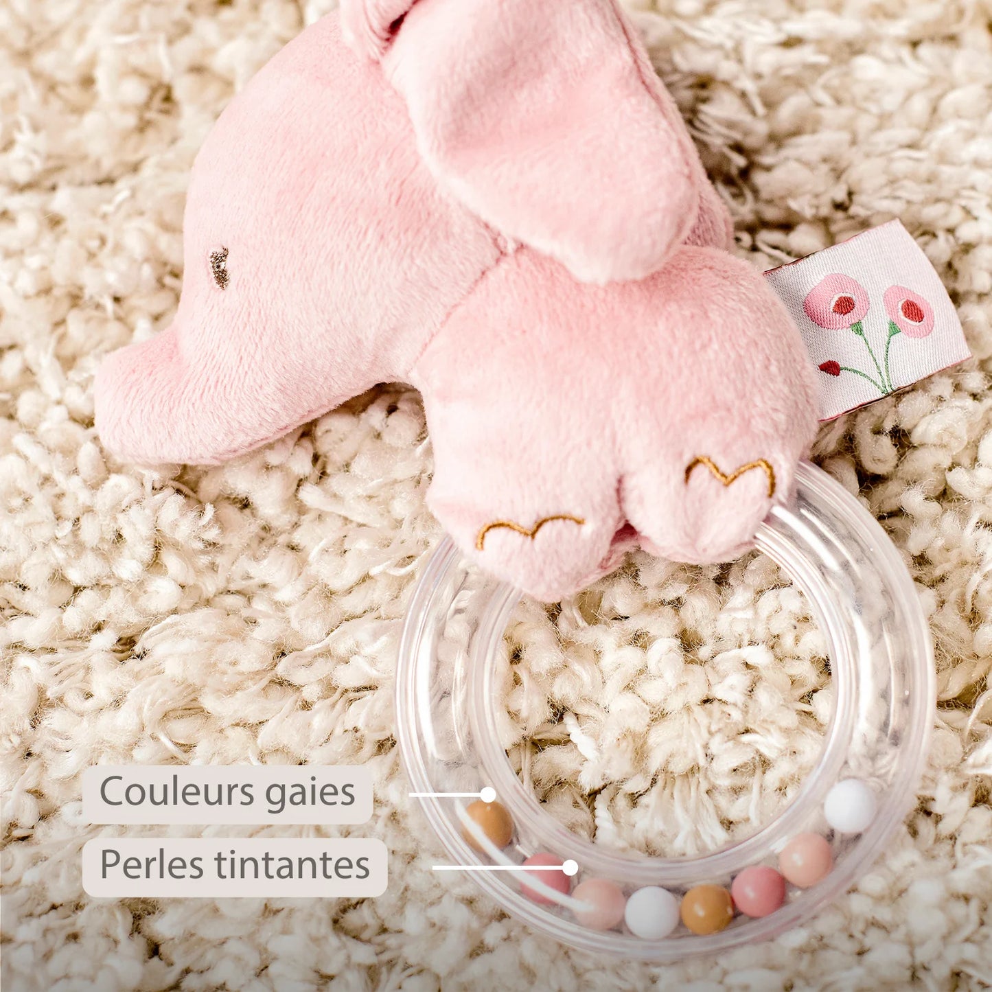 FanFan Hochet Anneau Bébé Éléphant – Anneau de Dentition Bébé