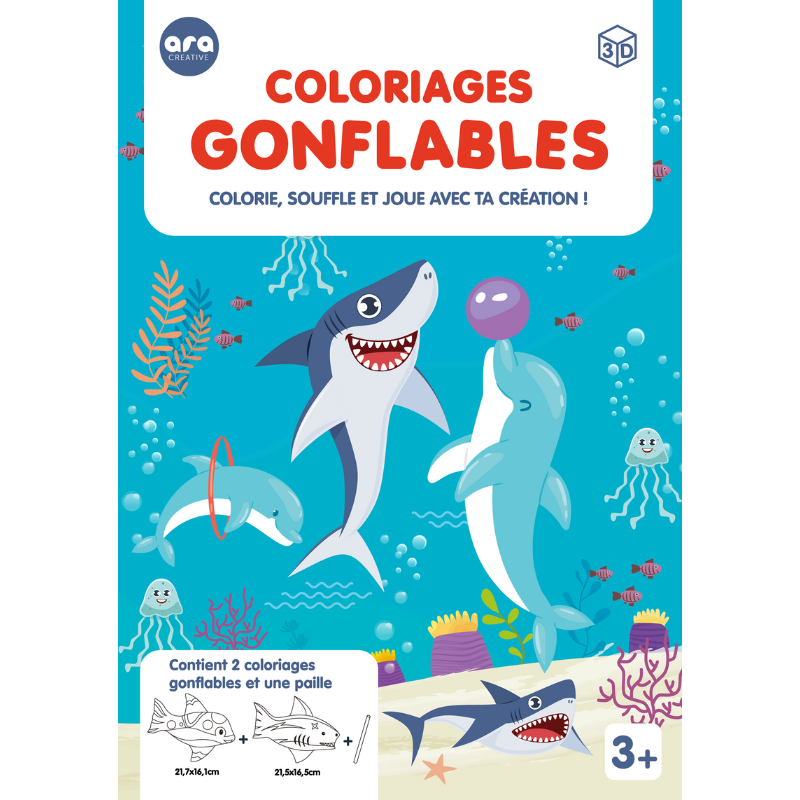 Coloriages gonflables dauphin et requin