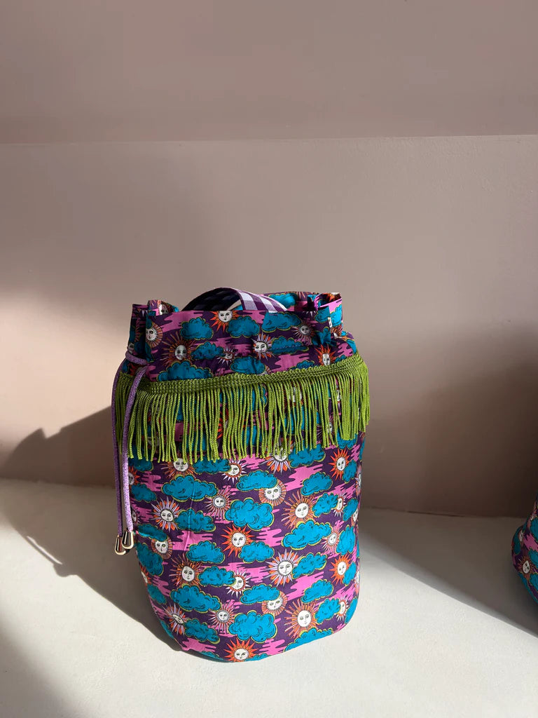 Sac Seau violet & franges vertes - Marie Starek & Ma Prune Celeste