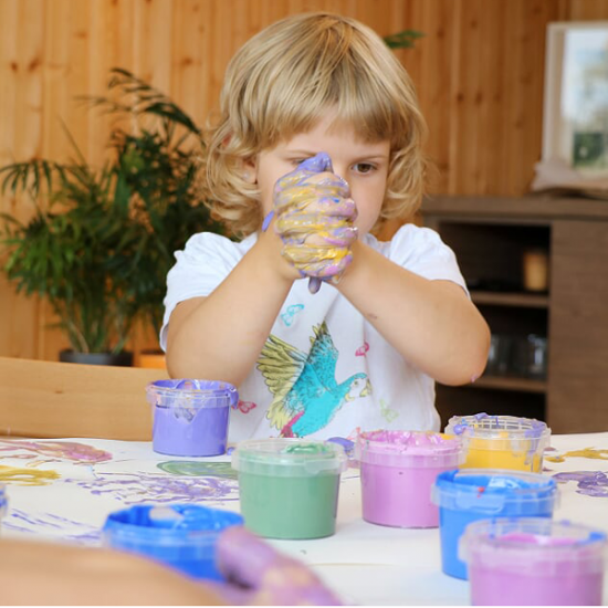 Coffret 4 pots PEINTURE AUX DOIGTS naturelle & vegan "Aki"