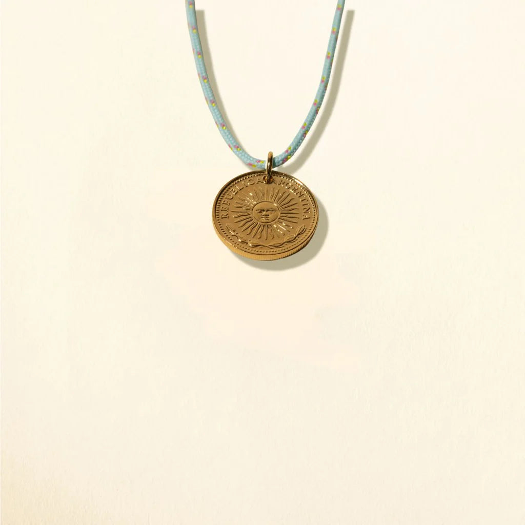 Collier "Peso Argentin" Bleu Ciel - Marie Starek