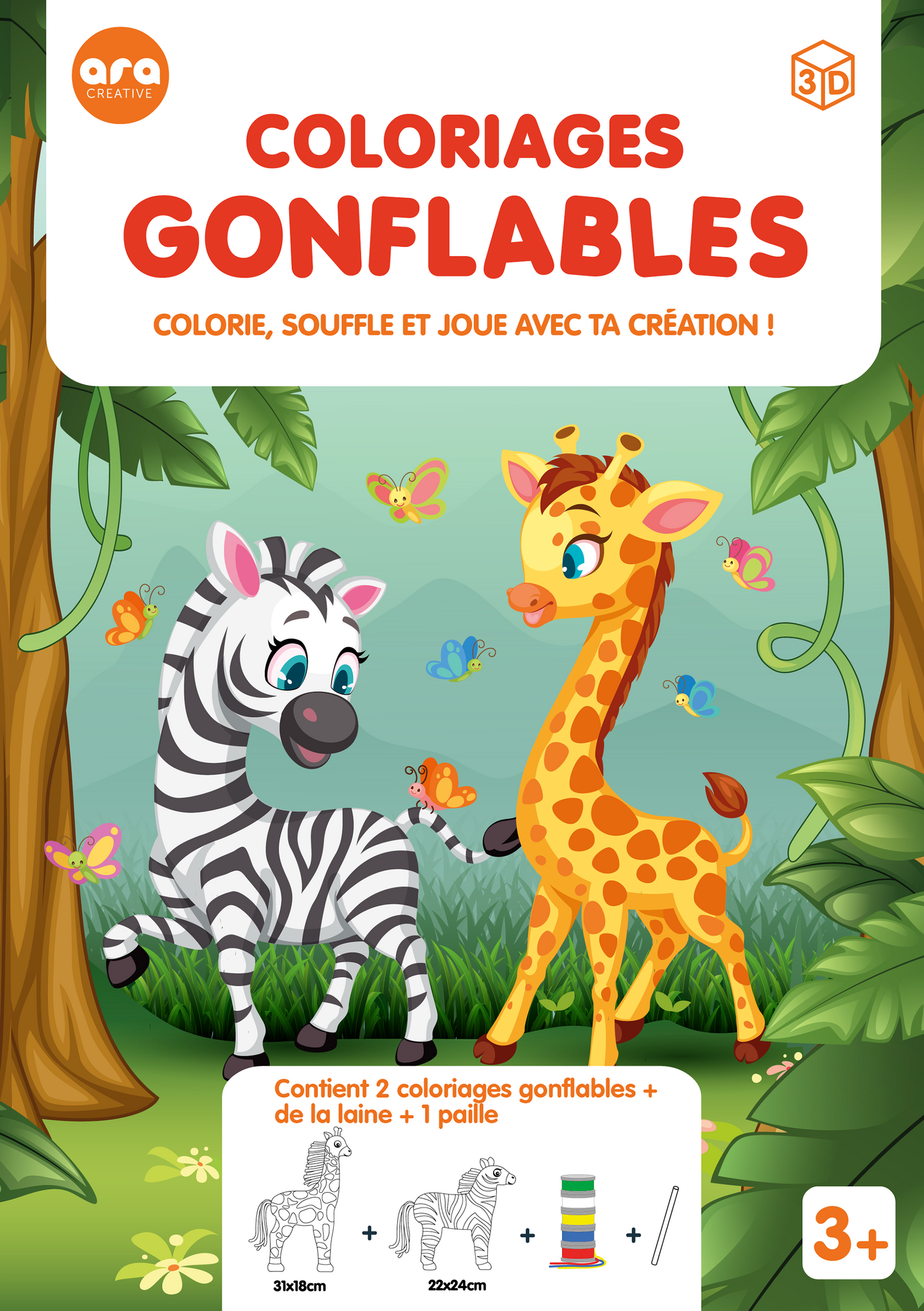 Coloriages gonflables zèbre et girafe