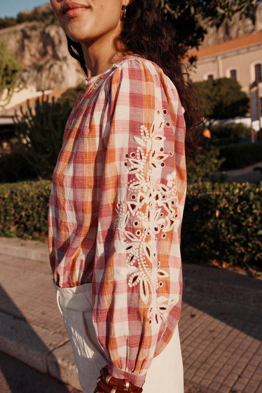 Chemise Jeanne - Cream Sunset Checks - Louise Misha