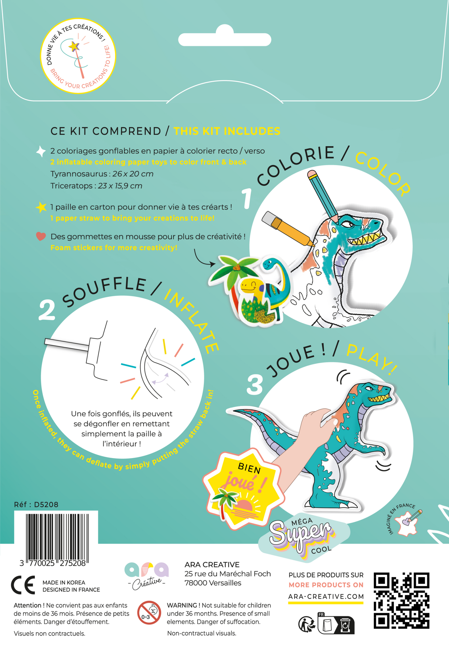 Coloriages gonflables dinosaures