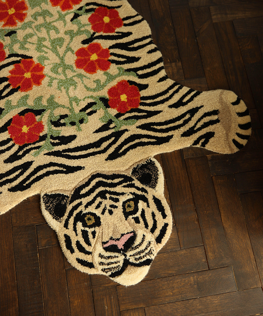 Tapis Floral Tigre Blanc Large (Attention uniquement disponible en click&collect)