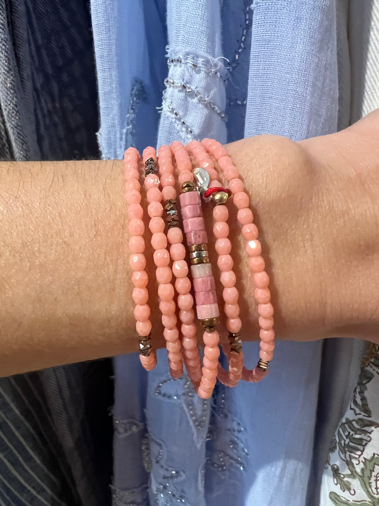 Bracelet/collier Vir Rose 6 tours - Têtes Blondes