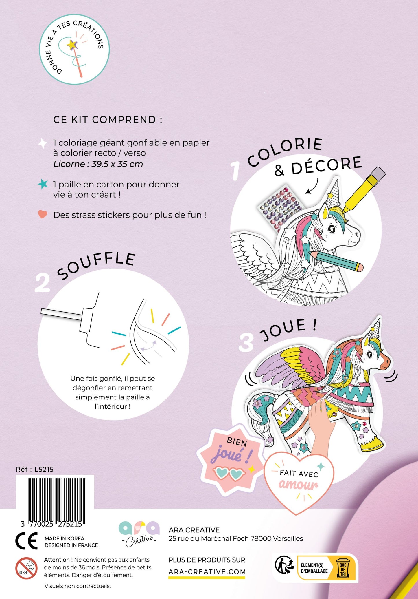 Coloriage gonflable licorne