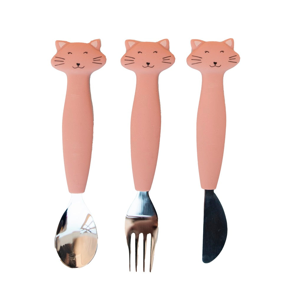 Couverts en silicone pack de 3 - Mme Chat