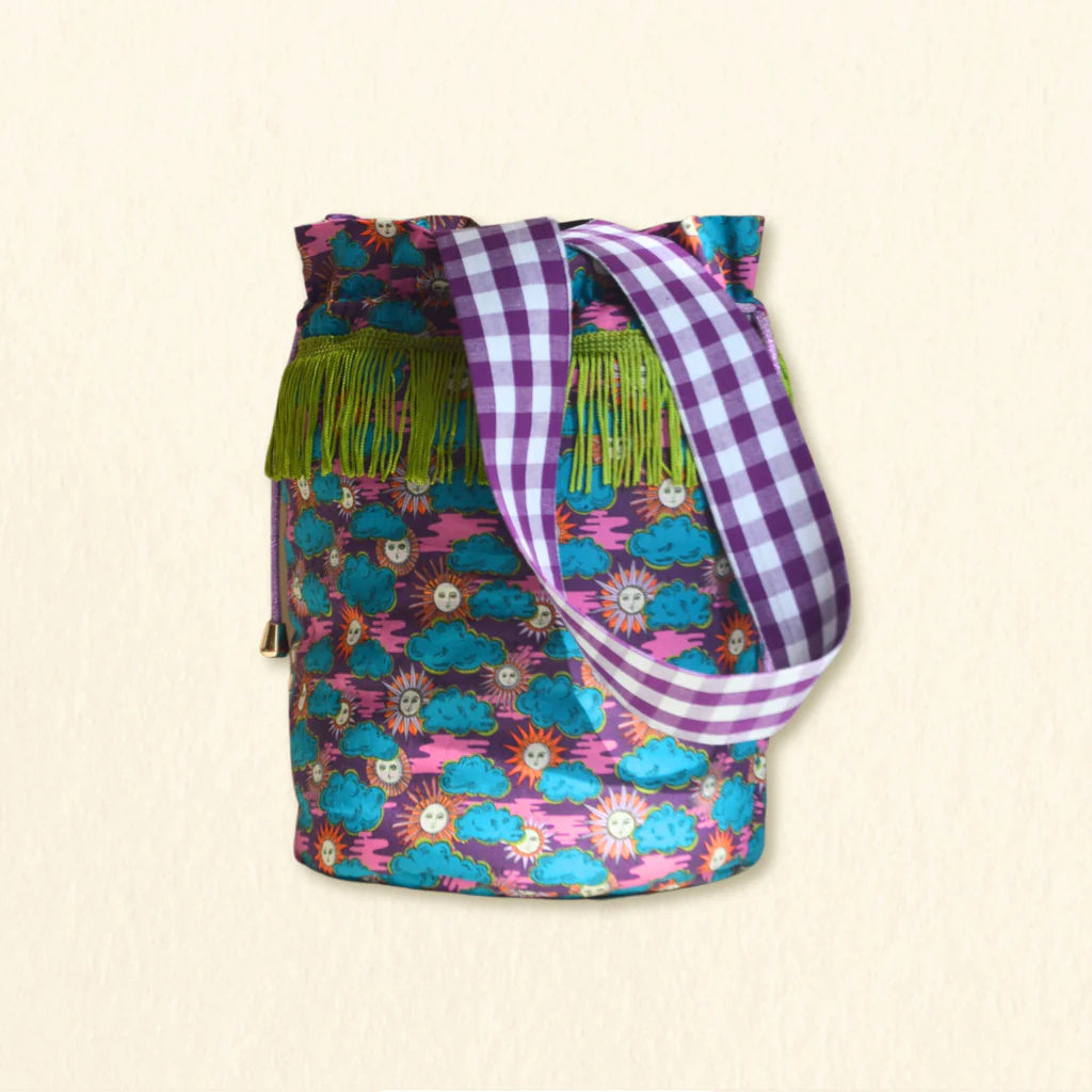 Sac Seau violet & franges vertes - Marie Starek & Ma Prune Celeste
