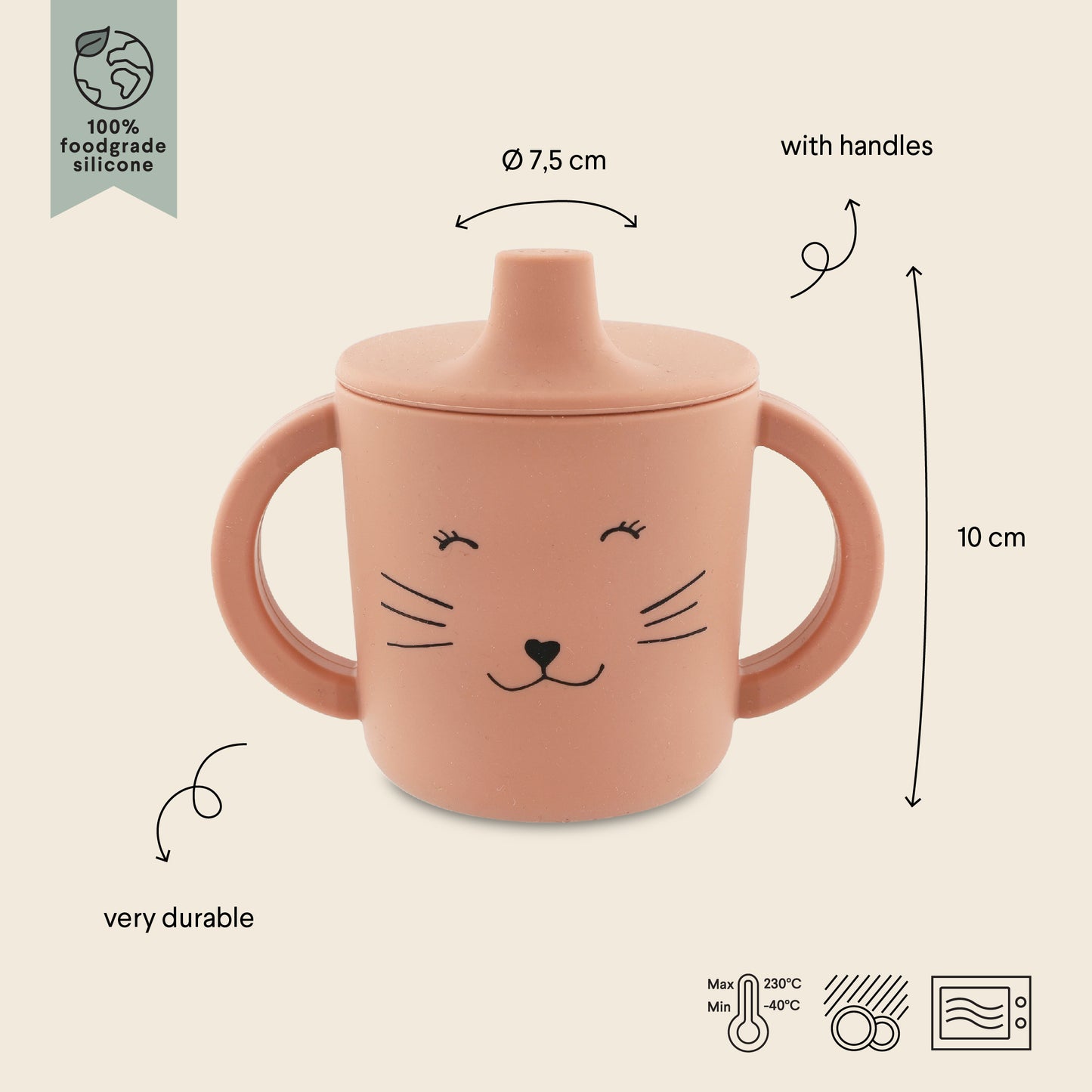 Tasse d'apprentissage en silicone - Mme Chat