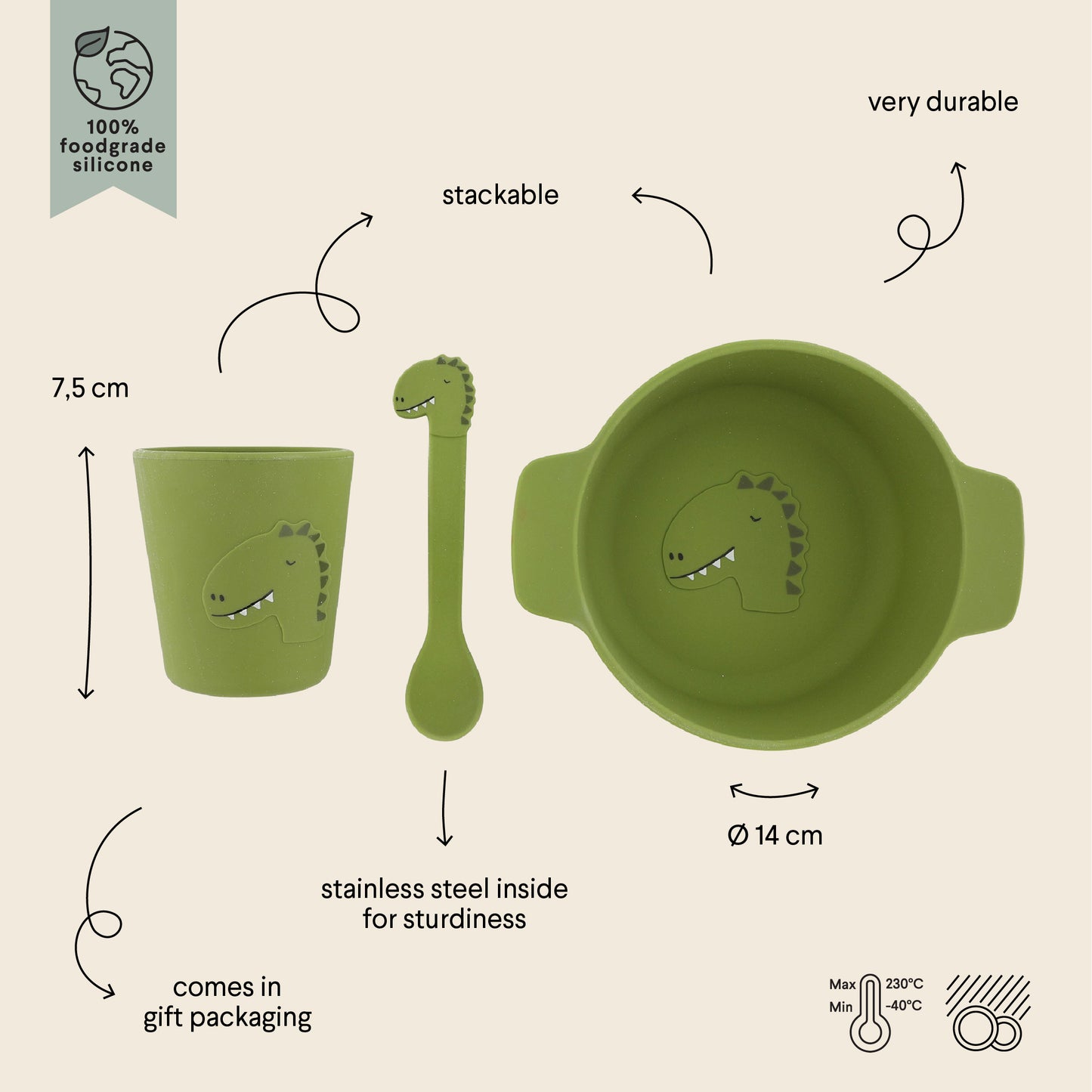 Set repas en silicone - Mr Dino