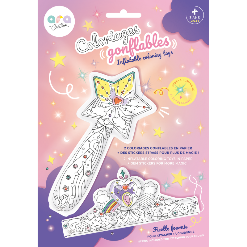 Coloriages gonflables Baguette lumineuse et couronne