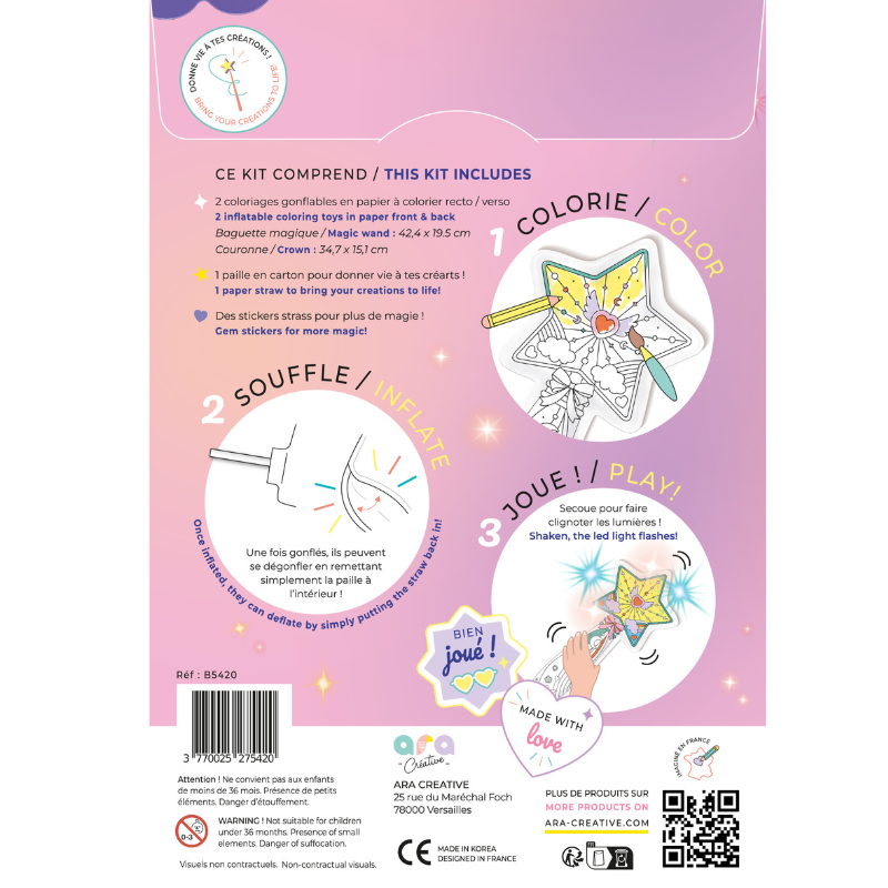 Coloriages gonflables Baguette lumineuse et couronne
