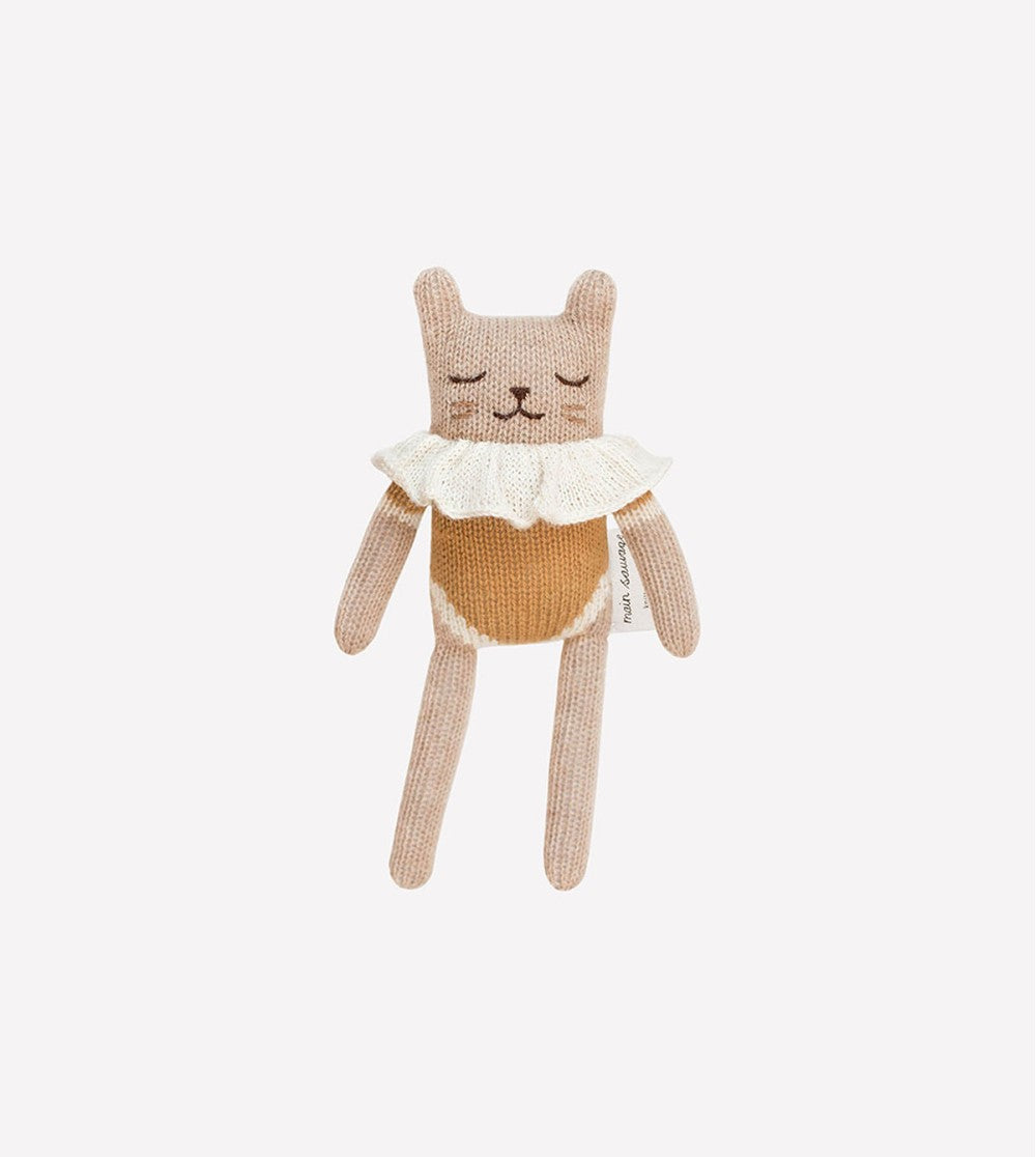 Doudou chaton maillot ocre