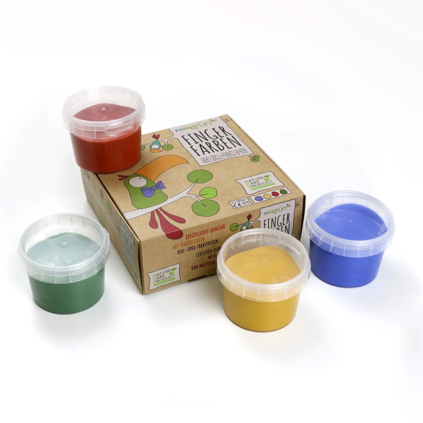 Coffret 4 pots PEINTURE AUX DOIGTS naturelle & vegan "Aki"