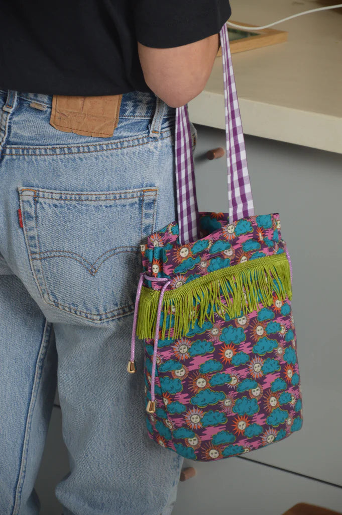Sac Seau violet & franges vertes - Marie Starek & Ma Prune Celeste