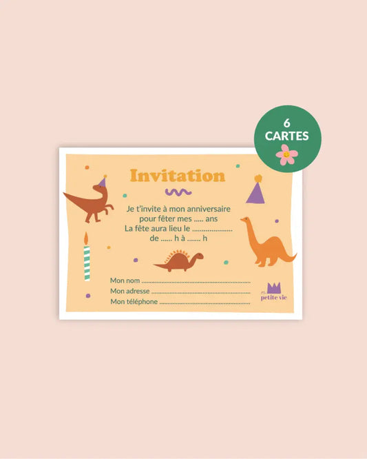 Carte Dino anniversaire (lot de 6)