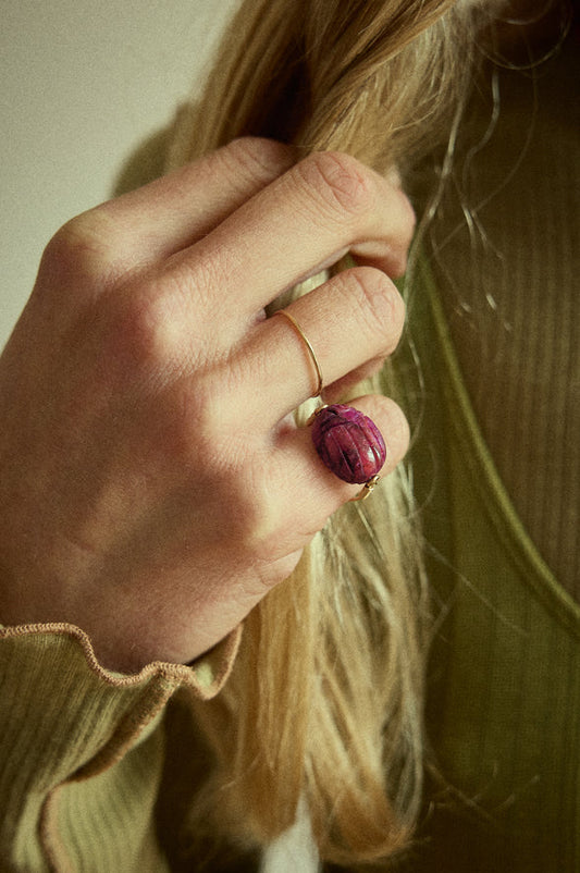 Bague Scarabée - Framboise