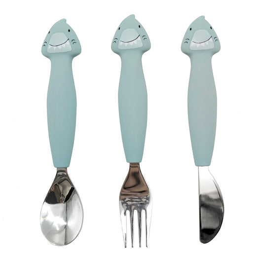 Couverts 3 pièces en silicone - Mr. Requin