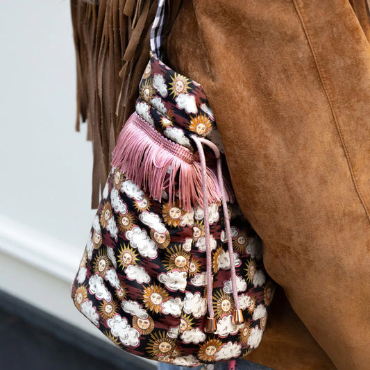 Sac Seau noir & franges roses - Marie Starek & Ma Prune Celeste