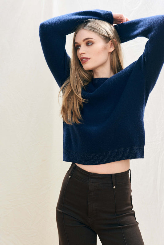 Pull Contrast Lurex Rib Crew