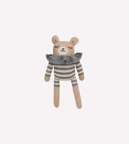 Doudou ourson combi rayé ardoise