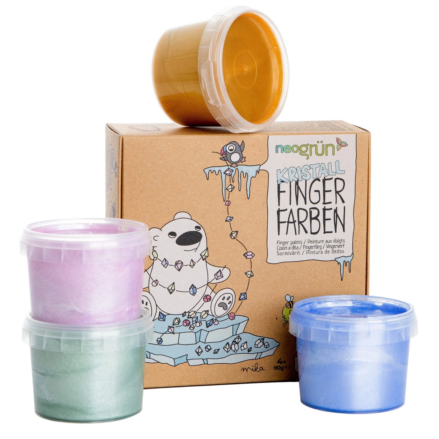 Coffret 4 pots PEINTURE AUX DOIGTS naturelle & vegan "Mika"